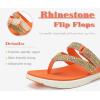 image:imageCOFACE Womens Rhinestone Orthopedic Flip Flops Lightweight Yoga Mat Thick Cushioned Recovery Walking Thong Sandals Adjustable Summer Beach Slippers with Comfortable Plantar Fasciitis Arch SupportOrange