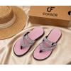 image:imageCOFACE Womens Rhinestone Orthopedic Flip Flops Lightweight Yoga Mat Thick Cushioned Recovery Walking Thong Sandals Adjustable Summer Beach Slippers with Comfortable Plantar Fasciitis Arch SupportPink Black