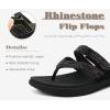 image:imageCOFACE Womens Rhinestone Orthopedic Flip Flops Lightweight Yoga Mat Thick Cushioned Recovery Walking Thong Sandals Adjustable Summer Beach Slippers with Comfortable Plantar Fasciitis Arch SupportBlack