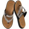 image:imageCOFACE Womens Rhinestone Orthopedic Flip Flops Lightweight Yoga Mat Thick Cushioned Recovery Walking Thong Sandals Adjustable Summer Beach Slippers with Comfortable Plantar Fasciitis Arch SupportBrown Black