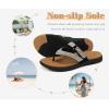 image:imageCOFACE Womens Rhinestone Orthopedic Flip Flops Lightweight Yoga Mat Thick Cushioned Recovery Walking Thong Sandals Adjustable Summer Beach Slippers with Comfortable Plantar Fasciitis Arch SupportBrown Black