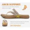 image:imageCOFACE Womens Rhinestone Orthopedic Flip Flops Lightweight Yoga Mat Thick Cushioned Recovery Walking Thong Sandals Adjustable Summer Beach Slippers with Comfortable Plantar Fasciitis Arch SupportBeige