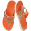 image:imageCOFACE Womens Rhinestone Orthopedic Flip Flops Lightweight Yoga Mat Thick Cushioned Recovery Walking Thong Sandals Adjustable Summer Beach Slippers with Comfortable Plantar Fasciitis Arch SupportOrange