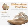 image:imageCOFACE Womens Rhinestone Orthopedic Flip Flops Lightweight Yoga Mat Thick Cushioned Recovery Walking Thong Sandals Adjustable Summer Beach Slippers with Comfortable Plantar Fasciitis Arch SupportBeige