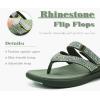 image:imageCOFACE Womens Rhinestone Orthopedic Flip Flops Lightweight Yoga Mat Thick Cushioned Recovery Walking Thong Sandals Adjustable Summer Beach Slippers with Comfortable Plantar Fasciitis Arch SupportGreen