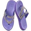 image:imageCOFACE Womens Rhinestone Orthopedic Flip Flops Lightweight Yoga Mat Thick Cushioned Recovery Walking Thong Sandals Adjustable Summer Beach Slippers with Comfortable Plantar Fasciitis Arch SupportPurple