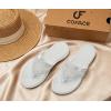 image:imageCOFACE Womens Rhinestone Orthopedic Flip Flops Lightweight Yoga Mat Thick Cushioned Recovery Walking Thong Sandals Adjustable Summer Beach Slippers with Comfortable Plantar Fasciitis Arch SupportWhite