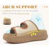 image:imageCOFACE Womens Sandals With Orthotic Arch Support Ladies Fashion Adjustable Buckles Comfortable Lightweight Platform Cushion Recovery Summer Walking SlidesBeige