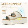 image:imageCOFACE Womens Sandals With Orthotic Arch Support Ladies Fashion Adjustable Buckles Comfortable Lightweight Platform Cushion Recovery Summer Walking SlidesWhite Khaki