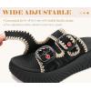image:imageCOFACE Womens Sandals With Orthotic Arch Support Ladies Fashion Adjustable Buckles Comfortable Lightweight Platform Cushion Recovery Summer Walking SlidesBlack