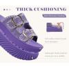 image:imageCOFACE Womens Sandals With Orthotic Arch Support Ladies Fashion Adjustable Buckles Comfortable Lightweight Platform Cushion Recovery Summer Walking SlidesPurple