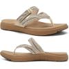 image:imageCOFACE Womens Rhinestone Orthopedic Flip Flops Lightweight Yoga Mat Thick Cushioned Recovery Walking Thong Sandals Adjustable Summer Beach Slippers with Comfortable Plantar Fasciitis Arch SupportBeige