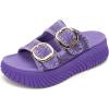 image:imageCOFACE Womens Sandals With Orthotic Arch Support Ladies Fashion Adjustable Buckles Comfortable Lightweight Platform Cushion Recovery Summer Walking SlidesPurple