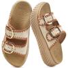 image:imageCOFACE Womens Sandals With Orthotic Arch Support Ladies Fashion Adjustable Buckles Comfortable Lightweight Platform Cushion Recovery Summer Walking SlidesFashion Beige