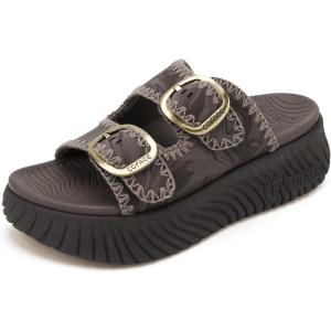 image:imageCOFACE Womens Sandals With Orthotic Arch Support Ladies Fashion Adjustable Buckles Comfortable Lightweight Platform Cushion Recovery Summer Walking SlidesBrown