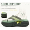 image:imageCOFACE Womens Orthotic Walking Flip Flops Comfortable Plantar Fasciitis Arch Support Casual Recovery Outdoor Summer Beach Sandles With Thick Cushion Lightweight Platform Thong SandalsGreen
