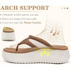 image:imageCOFACE Womens Orthotic Walking Flip Flops Comfortable Plantar Fasciitis Arch Support Casual Recovery Outdoor Summer Beach Sandles With Thick Cushion Lightweight Platform Thong SandalsWhite Khaki