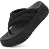 image:imageCOFACE Womens Orthotic Walking Flip Flops Comfortable Plantar Fasciitis Arch Support Casual Recovery Outdoor Summer Beach Sandles With Thick Cushion Lightweight Platform Thong SandalsBlack