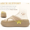 image:imageCOFACE Womens Orthotic Walking Flip Flops Comfortable Plantar Fasciitis Arch Support Casual Recovery Outdoor Summer Beach Sandles With Thick Cushion Lightweight Platform Thong SandalsBeige