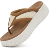 image:imageCOFACE Womens Orthotic Walking Flip Flops Comfortable Plantar Fasciitis Arch Support Casual Recovery Outdoor Summer Beach Sandles With Thick Cushion Lightweight Platform Thong SandalsWhite Khaki