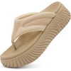 image:imageCOFACE Womens Orthotic Walking Flip Flops Comfortable Plantar Fasciitis Arch Support Casual Recovery Outdoor Summer Beach Sandles With Thick Cushion Lightweight Platform Thong SandalsBeige