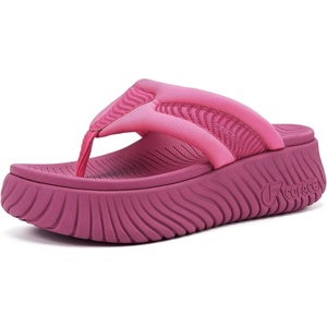image:imageCOFACE Womens Orthotic Walking Flip Flops Comfortable Plantar Fasciitis Arch Support Casual Recovery Outdoor Summer Beach Sandles With Thick Cushion Lightweight Platform Thong SandalsRose