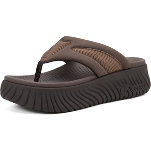 image:imageCOFACE Womens Orthotic Walking Flip Flops Comfortable Plantar Fasciitis Arch Support Casual Recovery Outdoor Summer Beach Sandles With Thick Cushion Lightweight Platform Thong SandalsBrown