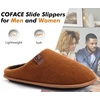 image:imageCOFACE Unisex Mens Womens Cozy Memory Foam Scuff Slippers Casual Slip On Warm House Shoes IndoorOutdoor Felt Sandal Slippers Size 415Khaki