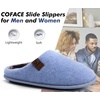 image:imageCOFACE Unisex Mens Womens Cozy Memory Foam Scuff Slippers Casual Slip On Warm House Shoes IndoorOutdoor Felt Sandal Slippers Size 415Light Blue