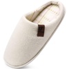 image:imageCOFACE Unisex Mens Womens Cozy Memory Foam Scuff Slippers Casual Slip On Warm House Shoes IndoorOutdoor Felt Sandal Slippers Size 415Beige White