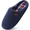 image:imageCOFACE Unisex Mens Womens Cozy Memory Foam Scuff Slippers Casual Slip On Warm House Shoes IndoorOutdoor Felt Sandal Slippers Size 415Dark Blue