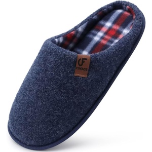 image:imageCOFACE Unisex Mens Womens Cozy Memory Foam Scuff Slippers Casual Slip On Warm House Shoes IndoorOutdoor Felt Sandal Slippers Size 415Dark Blue