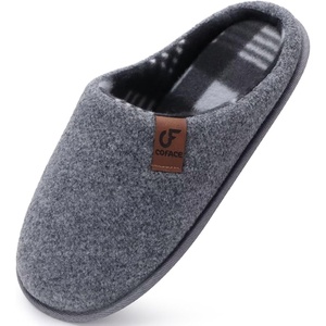 image:imageCOFACE Unisex Mens Womens Cozy Memory Foam Scuff Slippers Casual Slip On Warm House Shoes IndoorOutdoor Felt Sandal Slippers Size 415Grey