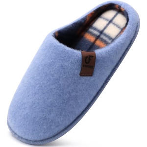 image:imageCOFACE Unisex Mens Womens Cozy Memory Foam Scuff Slippers Casual Slip On Warm House Shoes IndoorOutdoor Felt Sandal Slippers Size 415Light Blue