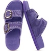 image:imageCOFACE Womens Stiched Trendy Summer Sandals Cloud Soft Cushioned Beach Slides Pattened Upper Double Adjustable Strap Big Buckle Open Toe Slip On Trending Flat Sandals for Vacations Outfit Size 612Purple