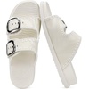 image:imageCOFACE Womens Stiched Trendy Summer Sandals Cloud Soft Cushioned Beach Slides Pattened Upper Double Adjustable Strap Big Buckle Open Toe Slip On Trending Flat Sandals for Vacations Outfit Size 612Cream White