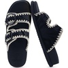 image:imageCOFACE Womens Stiched Trendy Summer Sandals Cloud Soft Cushioned Beach Slides Pattened Upper Double Adjustable Strap Big Buckle Open Toe Slip On Trending Flat Sandals for Vacations Outfit Size 612Black