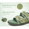 image:imageCOFACE Womens Stiched Trendy Summer Sandals Cloud Soft Cushioned Beach Slides Pattened Upper Double Adjustable Strap Big Buckle Open Toe Slip On Trending Flat Sandals for Vacations Outfit Size 612Green