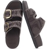 image:imageCOFACE Womens Stiched Trendy Summer Sandals Cloud Soft Cushioned Beach Slides Pattened Upper Double Adjustable Strap Big Buckle Open Toe Slip On Trending Flat Sandals for Vacations Outfit Size 612Brown