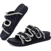 image:imageCOFACE Womens Stiched Trendy Summer Sandals Cloud Soft Cushioned Beach Slides Pattened Upper Double Adjustable Strap Big Buckle Open Toe Slip On Trending Flat Sandals for Vacations Outfit Size 612Black