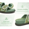 image:imageCOFACE Womens Stiched Trendy Summer Sandals Cloud Soft Cushioned Beach Slides Pattened Upper Double Adjustable Strap Big Buckle Open Toe Slip On Trending Flat Sandals for Vacations Outfit Size 612Green