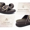 image:imageCOFACE Womens Stiched Trendy Summer Sandals Cloud Soft Cushioned Beach Slides Pattened Upper Double Adjustable Strap Big Buckle Open Toe Slip On Trending Flat Sandals for Vacations Outfit Size 612Brown