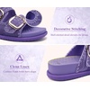 image:imageCOFACE Womens Stiched Trendy Summer Sandals Cloud Soft Cushioned Beach Slides Pattened Upper Double Adjustable Strap Big Buckle Open Toe Slip On Trending Flat Sandals for Vacations Outfit Size 612Purple