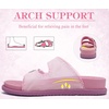 image:imageCOFACE Womens Stiched Trendy Summer Sandals Cloud Soft Cushioned Beach Slides Pattened Upper Double Adjustable Strap Big Buckle Open Toe Slip On Trending Flat Sandals for Vacations Outfit Size 612Pink