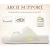 image:imageCOFACE Womens Stiched Trendy Summer Sandals Cloud Soft Cushioned Beach Slides Pattened Upper Double Adjustable Strap Big Buckle Open Toe Slip On Trending Flat Sandals for Vacations Outfit Size 612Cream White