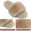 image:imageCOFACE Fuzzy Womens Slippers with Arch Support Open Toe Orthopedic Fur Slipper Indoor OutdoorBeige With Fur