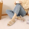 image:imageCOFACE Fuzzy Womens Slippers with Arch Support Open Toe Orthopedic Fur Slipper Indoor OutdoorBeige With Fur
