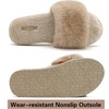 image:imageCOFACE Fuzzy Womens Slippers with Arch Support Open Toe Orthopedic Fur Slipper Indoor OutdoorBeige With Fur
