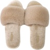 image:imageCOFACE Fuzzy Womens Slippers with Arch Support Open Toe Orthopedic Fur Slipper Indoor OutdoorBeige With Fur
