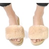 image:imageCOFACE Fuzzy Womens Slippers with Arch Support Open Toe Orthopedic Fur Slipper Indoor OutdoorBeige With Fur